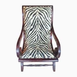 Colonial Armchair in Zebra Fabric, 1950s
