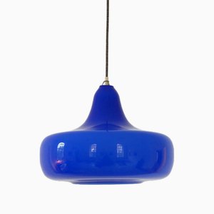 Lámpara colgante grande de cristal de Murano azul de Alessandro Pianon para Vistosi, Italia, años 60