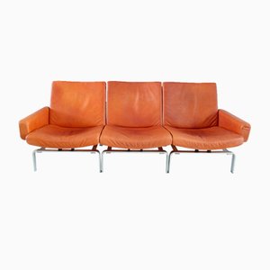 Sofa in Patinated Cognac Leather by Jørgen Høj for Niels Vitsøe, Denmark, 1960s