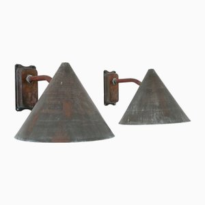 Tratten Wall Lights in Patinated Copper by Hans-Agne Jakobsson for Hans-Agne Jakobsson Ab Markaryd, Sweden, 1954, Set of 2