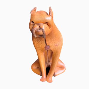 Handmade Leather Dog from Deru, Germany, 1960s