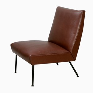 Brown Imitation Leather Lounge Chair, 1950s