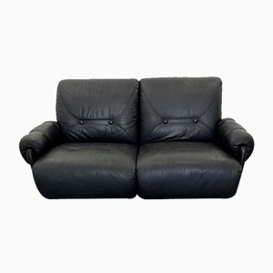 Modular Leather Black Sofa, 1960s