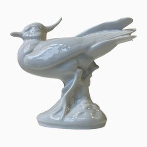White Peace Bird in Glazed Porcelain from Royal Copenhagen