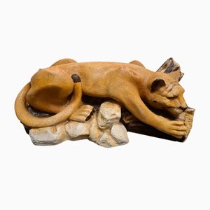 Statue Depicting Cougar in Resin, 1960s
