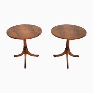 Regency Yew Wood Side Tables, 1950s, Set of 2