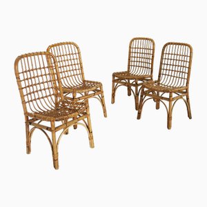 Italian Bamboo Chairs in the style of Albini, 1960s, Set of 4