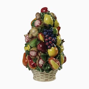 Basket with Ceramic Fruit