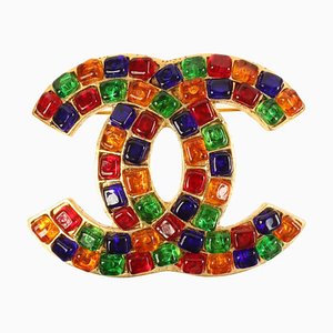 Gripoix Stone Cc Mark Brooch i Gold from Chanel, 1995