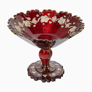 19th Century Napoleon III Bohemian Red Enamelled Crystal Bowl