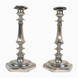 Louis XIV Style Silvered Bronze Candlesticks, Set of 2