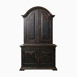 Antique Rococo Black Oak Cabinet