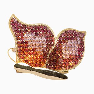 Aplique en forma de mariposa de cristal facetado de Palwa, años 70