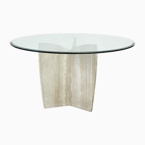 Travertine Dining Table, 1980s