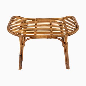 Mid-Century Bench or Side Table in Rattan & Bamboo in the style of Tito Agnoli, Italy, 1960s
