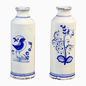 19th Century Glazed Majolica Jars, Set of 2