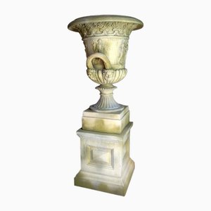 Terracota Garden Campana Urns with Pedestal Base in the style of Thomas Hope