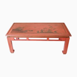 Chinese Chinoiserie Coffee Table in Red Lacquer