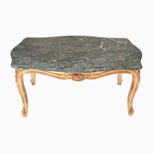Louis XVI Coffee Table in Gilt Green Marble