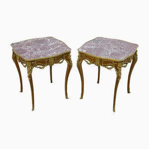 Louis XVI Side Tables in Gilt Marble