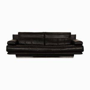 6500 Three-Seater Black Sofa in Leather from Rolf Benz