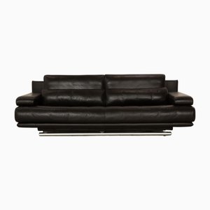 6500 Leather Three-Seater Black Sofa from Rolf Benz
