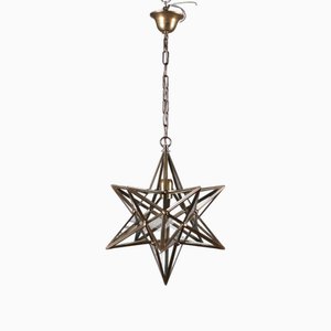 Vintage Star-Shaped Lamp in Brass and Glass, 1960s