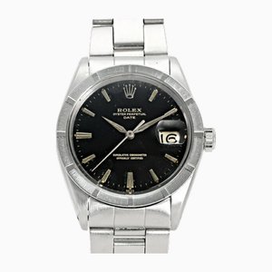 Oyster Perpetual Armbanduhr mit schwarzem Zifferblatt von Rolex
