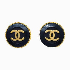 Schwarze Knopfohrringe von Chanel, 2 . Set