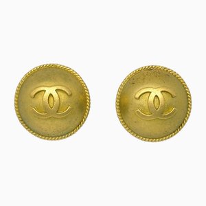 Gold Button Earrings from Chanel, Set of 2