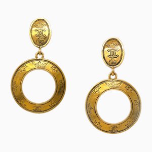Hoop Dangle Earrings in Gold from Chanel, Set of 2