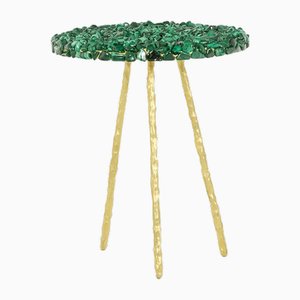 Malachite and Gilded Steel Pedestal Table