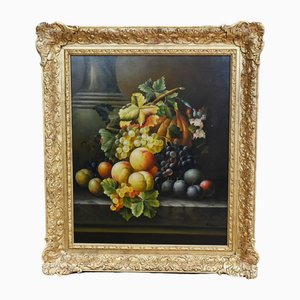 Q Casper, Edwardian Fruit Bowl Still Life, Oil Painting, Framed