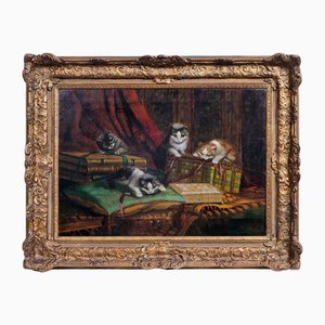AVD Heijden, Cuatro gatos, 1880, óleo sobre lienzo