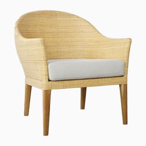 Vintage Stühle aus Holz & gewebtem Rattan, 2er Set