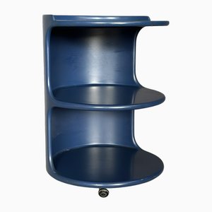 Italian Storage Table in Blue Lacquered Fibreglass with Wheels, 1980s