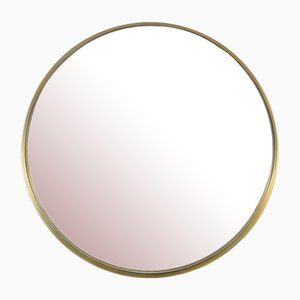 Runder Vintage Spiegel aus Messing