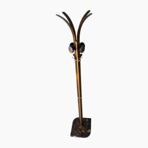 Vintage Coat Hanger in Brass and Iron with Black Marble Base, 1950s
