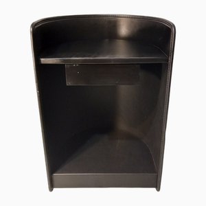 Vintage Bedside Table in Black Leather from Zanotta Studio, 1980s