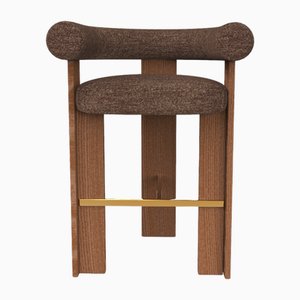 Collector Modern Cassette Bar Chair in Tricot Brown Fabric and Smoked Oak by Alter Ego