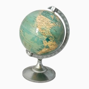 Ornement de Bureau Globe Terrestre avec Support Chromé, 1950s