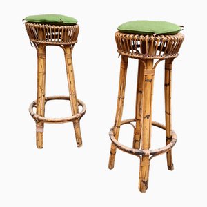 Stools in Rattan, 1950s, Set of 2