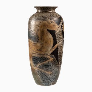 Vase Art Déco en Céramique par Manuel Millet, 1988