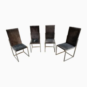 Sedie vintage in ferro cromato con sedile e schienale imbottiti di Renato Zevi, anni '60, set di 4