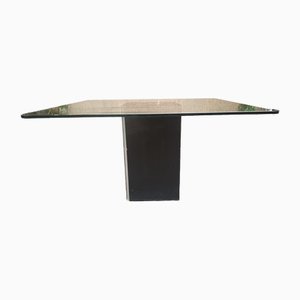 Vintage Table in Ebonized Wood and Acerbis Steel Band, 1980s