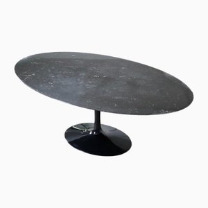 Vintage Oval Lack Marble Tulip Dining Table by Eero Saarinen for Knoll, 1972