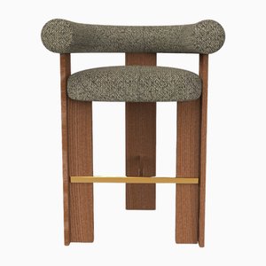 Moderner Collector Bar Chair aus Safire 01 Stoff und Räuchereiche von Alter Ego