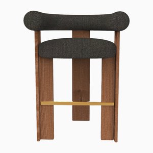 Collector Modern Cassette Bar Chair in Safire 02 Fabric and Smoked Oak by Alter Ego