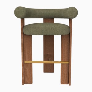 Collector Modern Cassette Bar Chair in Safire 05 Fabric and Smoked Oak by Alter Ego