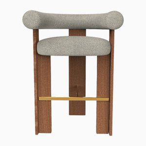 Collector Modern Cassette Bar Chair in Safire 08 Fabric and Smoked Oak by Alter Ego